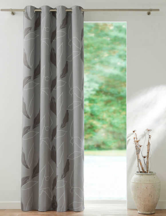 Rideau occultant imprimé feuillage (gris) Rideau occultant imprimé feuillage (gris)